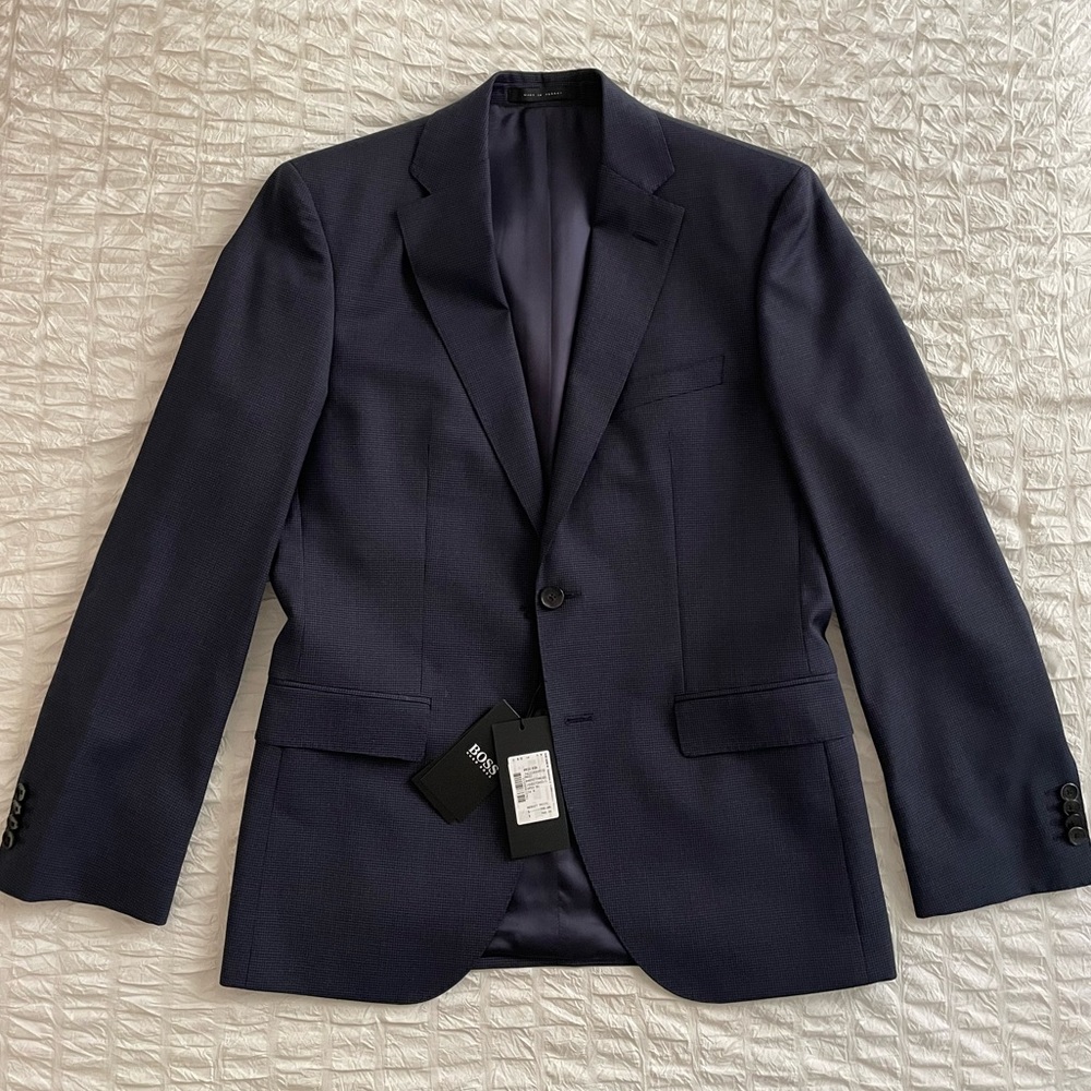 NWT BOSS By Hugo Boss Johnston / Lenon Blue Micro check suit 38R